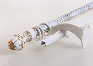 Карниз Золотая Венеция (труба и U-шина) с открытым кронштейном (Белое золото) 2,40м Казань