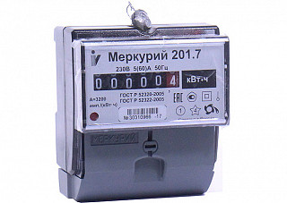 Счетчик Меркурий 201.7 5 (60)А DIN открытая установка 1 фазный 1 тарифный