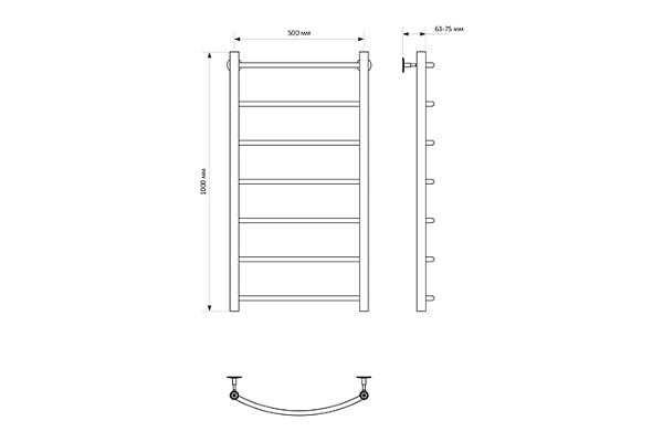 Полотенцесушитель водяной MIXLINE CAPELLA 100х50 (1/2'' ВР, 7 перекладин) 556262