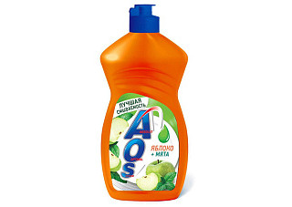 Жидкое средство для мытья посуды AOS (АОС) Яблоко и мята 450мл (705)