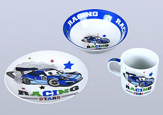 Набор посуды керамика Daniks Крутой гонщик тарелка 17,5см,салатник 15см,кружка 230мл(350702)325
