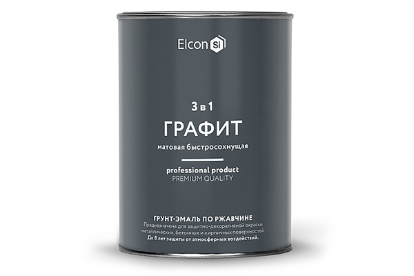 Грунт-эмаль по ржавчине Elcon 3 в1 матовая графит (0,8 кг)