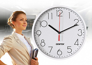 Часы настенные Centek СТ-7105 White (белый) d=23см.шаговый ход, кварцевый механизм