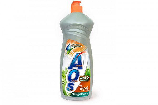 Жидкое средство для мытья посуды AOS (АОС) Фитокомплекс 7 трав, 900мл /12 (643)