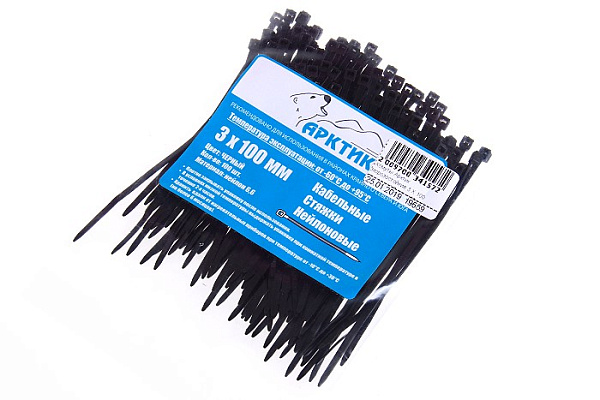 Хомуты Арктик морозостойкие 3 Х 100 черные (2,5 мм, 100шт/уп)