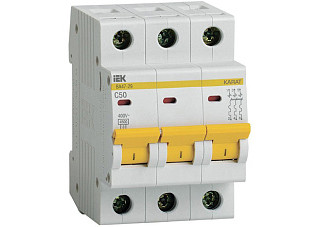 Авт. выкл.ВА47-29 3P 50А 4,5кА х-ка С ИЭК (48) (MVA20-3-050-C) 124