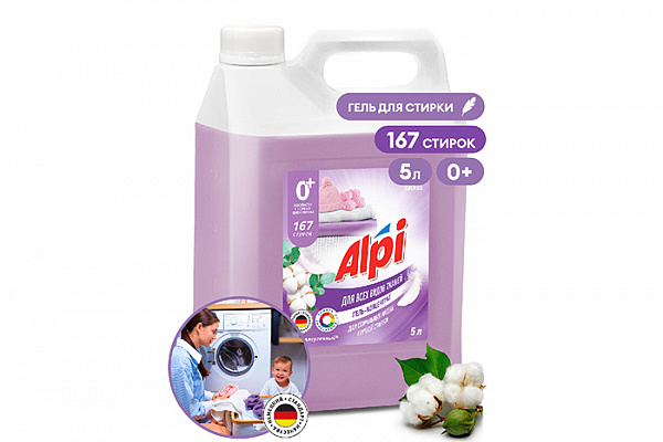 Концентрированное жидкое средство для стирки GRASS ALPI Delicate gel kids, канистра 5,0кг (125779)