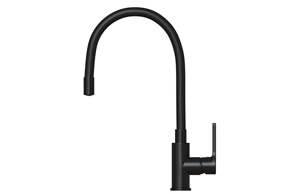 Смеситель для кухни 35k MIXLINE ML23-097 Round Black (Латунь,Картридж 35мм,Высота излива 27см,бок.р)