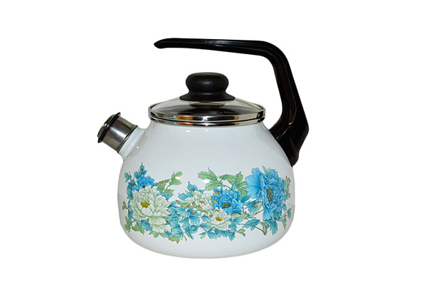 Чайник эмалированный ГОЛУБОЙ ЛОТОС со свистком г.Череповец, 3,0л (4с209я)