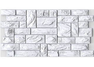 Панель ПВХ камень Пиленый настоящий белый 0,4х977х493мм (230ПНБ) упаковка из 10шт