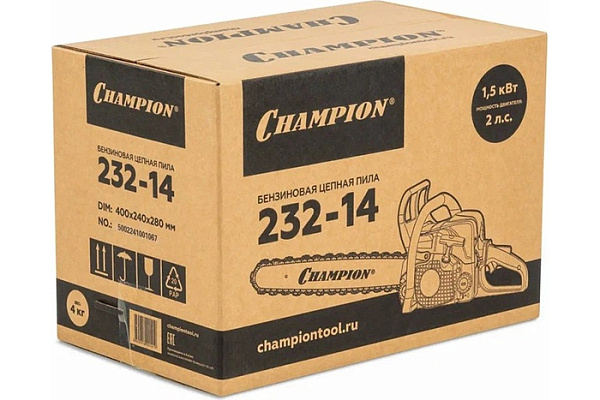 Бензопила CHAMPION 232-14"-3/8-1,3-50E (1,5кВт 31,8см3 3,9кг)