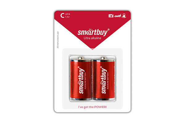 Элемент питания 14 SMARTBUY LR14/2B (2/12/192) (SBBA-C02B) (8525)
