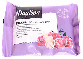 Салфетки влажные Day Spa освежающие с ароматьм цветов 15шт (453)