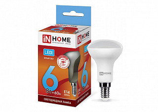 Лампа светодиодная IN HOME LED-R50-VC 6Вт 230В Е14 4000К 525Лм (264)