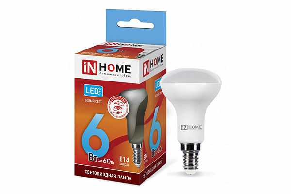 Лампа светодиодная IN HOME LED-R50-VC 6Вт 230В Е14 4000К 525Лм (264)