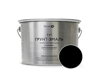 Грунт-эмаль по ржавчине Elcon 3 в1 матовая черная (2,0кг)