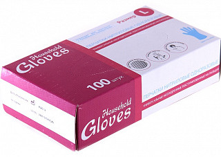Перчатки нитриловые Household Gloves текстурированные на пальцах голубые в коробке L/50пар (283)