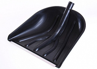 Лопата снеговая ЗИМА №1 пластмассовая с алюминиевой планкой, черная  (без черенка) (d=32мм)