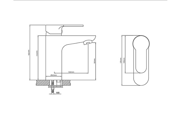 Смеситель для раковины Oasis L3007МSh_Gus (Латунь, Шпилька, Длина излива-10,5см)