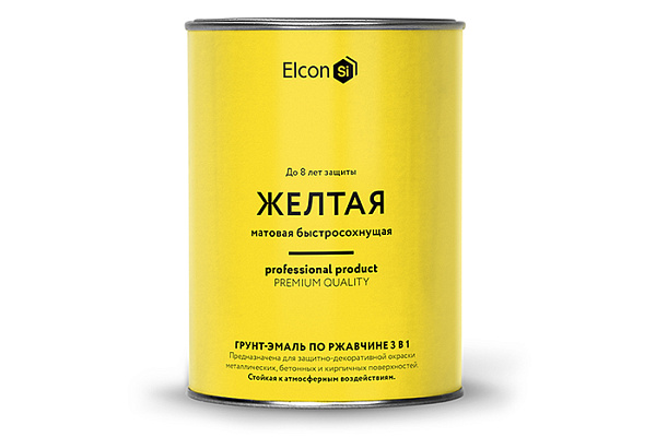 Грунт-эмаль по ржавчине Elcon 3 в1 матовая желтая (0,8 кг)