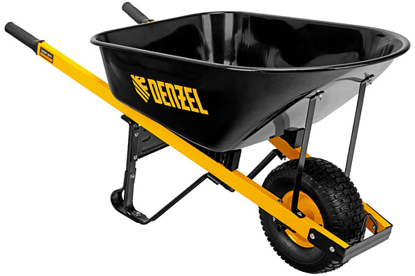 Тачка строительная одноколесная DENZEL колесо d=15х6.00-6 усиленная объем v=140л/230кг 68999