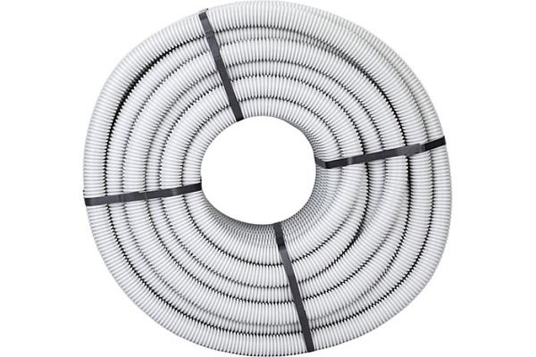 Труба гофрированная ПВХ ИЭК d=40мм с зондом (бухта 15м) легкая серая 