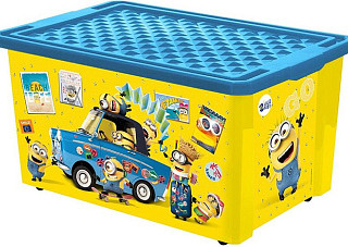 Детский ящик для хранения игрушек Lalababy Миньоны 57л банановый  LA1065БН