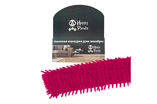 Насадка сменная для швабры HAPPY PAANDA HP-RM04СH лапша из микрофибры вишневый