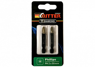 Бита Ritter Diamond PZ 2x50 мм  магнитная (алмазное покрытие, сталь S2) (2 шт.) (20122055)