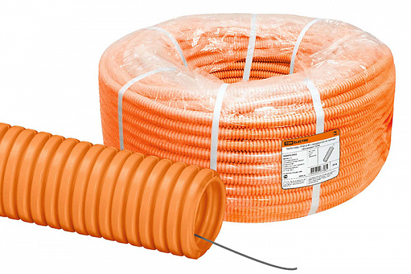 Труба гофрированная TDM ПНД d=16мм с зондом (бухта 100м) легкая оранжевая (0413-0011)