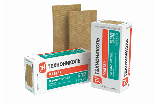 Утеплитель ТЕХНОФАС КОТТЕДЖ минвата из базальта 1200х600х100мм, 2,16м2=0,216м3,105-115кг/м3 (3плиты)