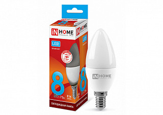 Лампа светодиодная LED-СВЕЧА-VC 8Вт 230В Е14 4000К 720Лм IN HOME (433)