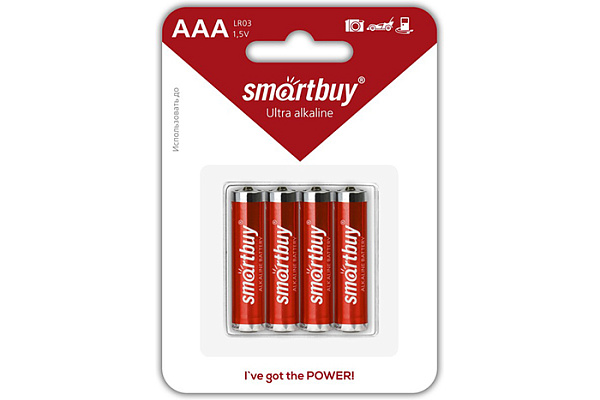 Элемент питания 03 SMARTBUY LR03/4B (4/48/480) (SBBA-3A04B)блистер/4шт. (7536)