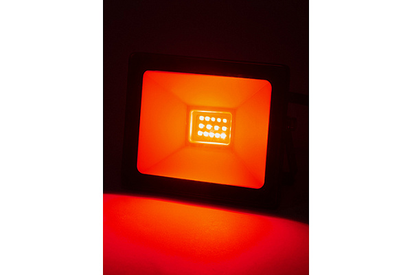 Прожектор светодиодный СДО-04-020Н-К (красный свет) 20 Вт, IP65, черный, Народный (0336-0221)