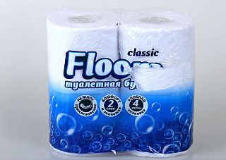 Туалетная бумага Floom classic 2-х слойная, белая 4шт (942)