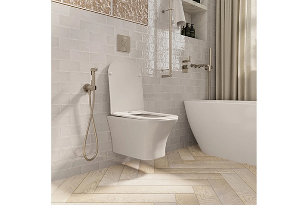 Унитаз подвесной безободковый WAVE CITY сид. дюропласт, м/л, быстр, БЕЛЫЙ глянец (L)