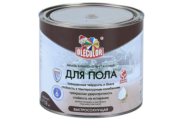 Эмаль для пола алкидно-уретановая быстросохнущая (6ч) OLECOLOR золотистый (1,8кг)