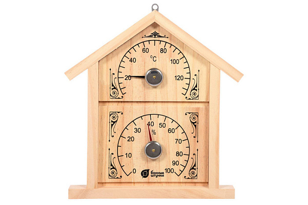 Термометр с гигрометром Банная станция "Домик", 23,6х22х2,5 см, "Банные штучки"/ 4(18023)
