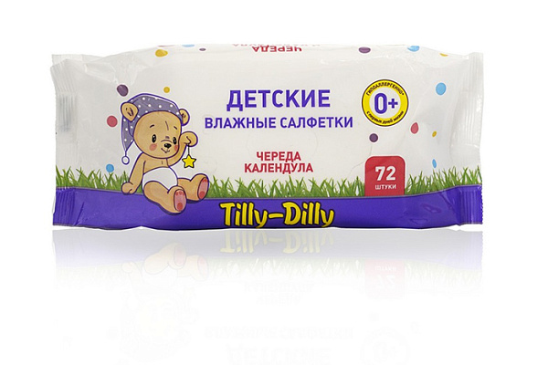 Салфетки влажные TILLY-DILLY детские череда и календула 72шт (199)