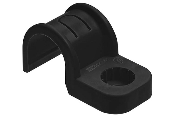 Крепеж-скоба для трубы TDM 20мм односторонняя для прямого монтажа, черная (50шт.) (0405-6112)
