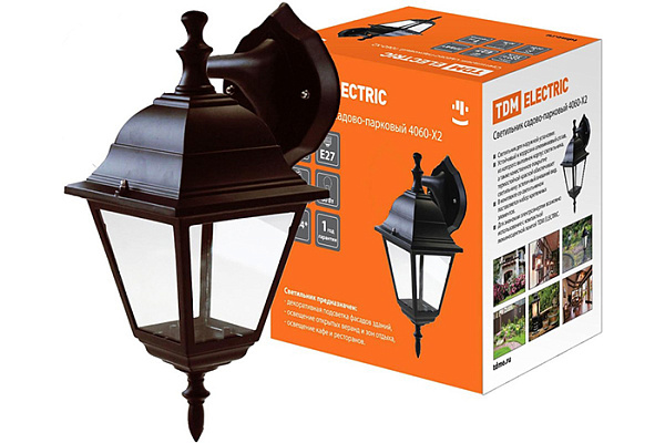 Светильник садово-парковый TDM 4060-12 четырехгранник, 60Вт, вниз, бронза (0330-0032)