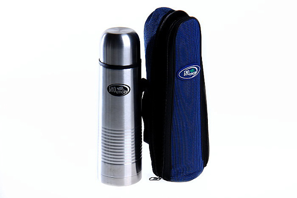 Термос нержавеющая сталь БИОСТАЛЬ узкое горло, крышка-чашка, чехол 0,5л (NB-500B)  