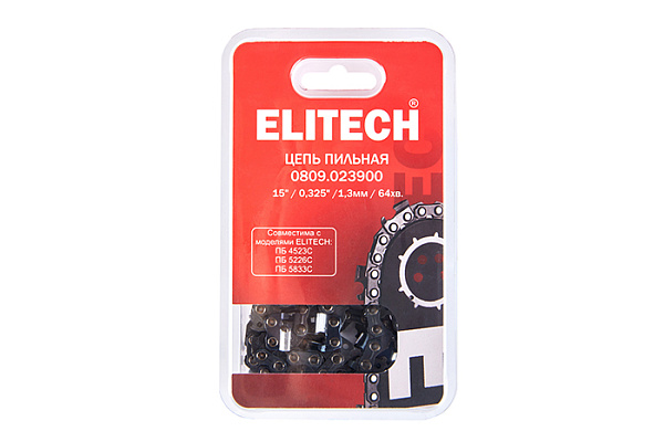 Цепь для бензопилы 15"/38см, 64хв. паз-1,3, шаг-0,325 ELITECH 0809.023900