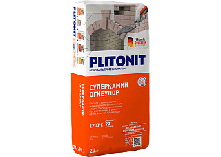 Термостойкий раствор PLITONIT СуперКамин Огнеупор для кладки огнеупорных кирпичей (4кг) (4092)