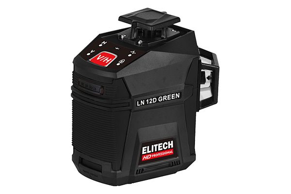 Лазерный нивелир ELITECH HD LN 12D GREEN (25м, 0,4кг, гор1х360/верт2х360 зелен. луч, кейс+ак, пульт)