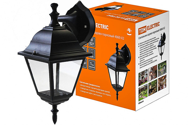 Светильник садово-парковый TDM 4060-02 четырехгранник, 60Вт, вниз, черный (0330-0022)