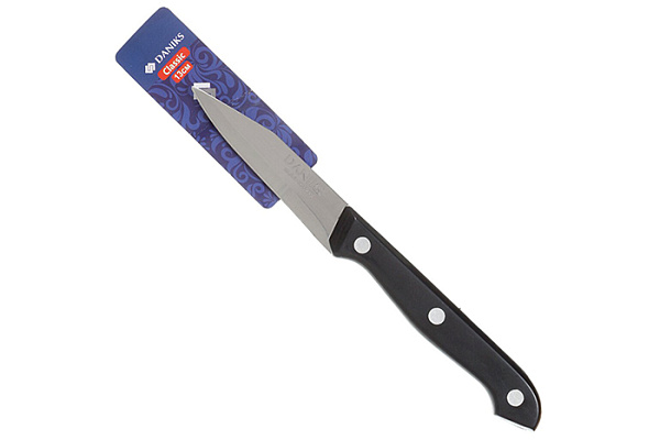 Нож кухонный Daniks, Классик, для овощей, нержавеющая сталь, 9 см, рукоятка пластик (239327) (027)