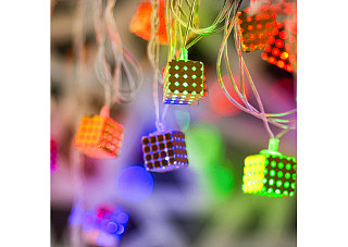 Гирлянда VEGAS Нить Металлические кубики 10 разноцветных LED ламп, прозрачный  провод 5,0м (55172)
