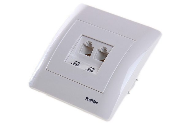Розетка Profitec Corsa ST бел GLOSS 2СП (PC-пласт) комп cat.5E (910119)