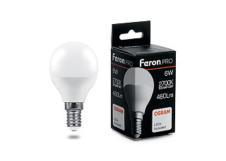 Лампа светодиодная OSRAM LB-1406 6W 230V E14 2700K шар 38065